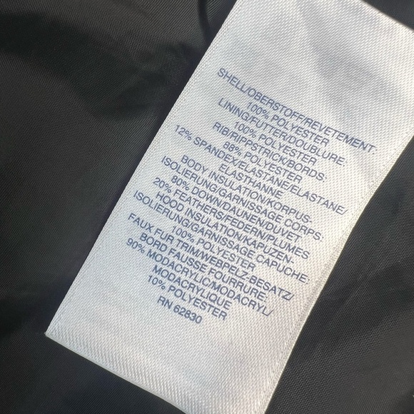 Lands End Women's Puffer Coat Goose Down Maxi Black Jacket Removable Fur Hood 1X - Picture 12 of 16